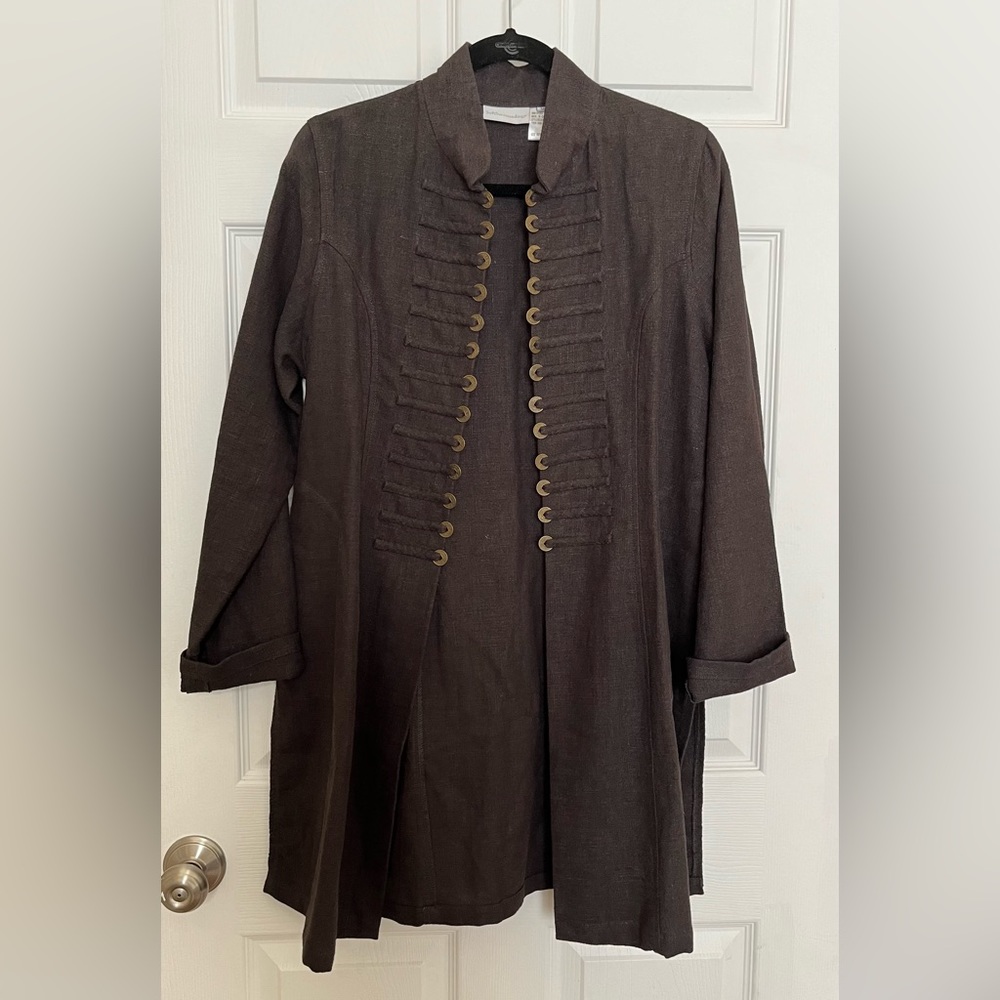 Soft Surroundings Brown Lightweight Sheffield Military Coin Jacket Size M